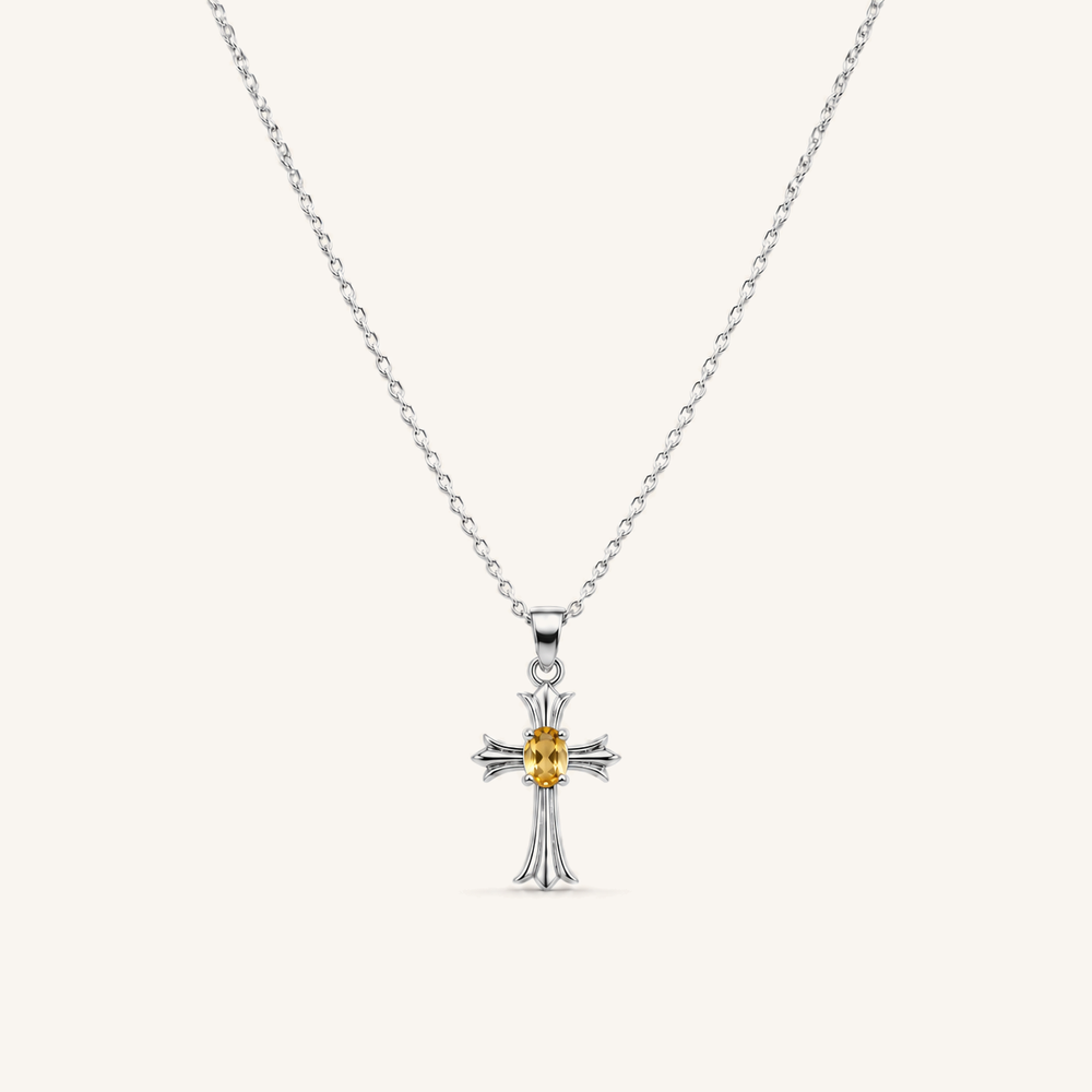 HEART OF LAND Cross Pendant Necklace Citrine