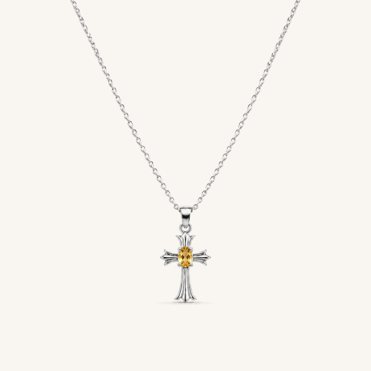 HEART OF LAND Natural Gemstone Guardian Angel Necklace in S925 Sterling Silver – Guiding Grace Citrine