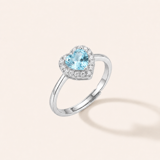 Heart Light Peridot & Aquamarine Silver Ring
