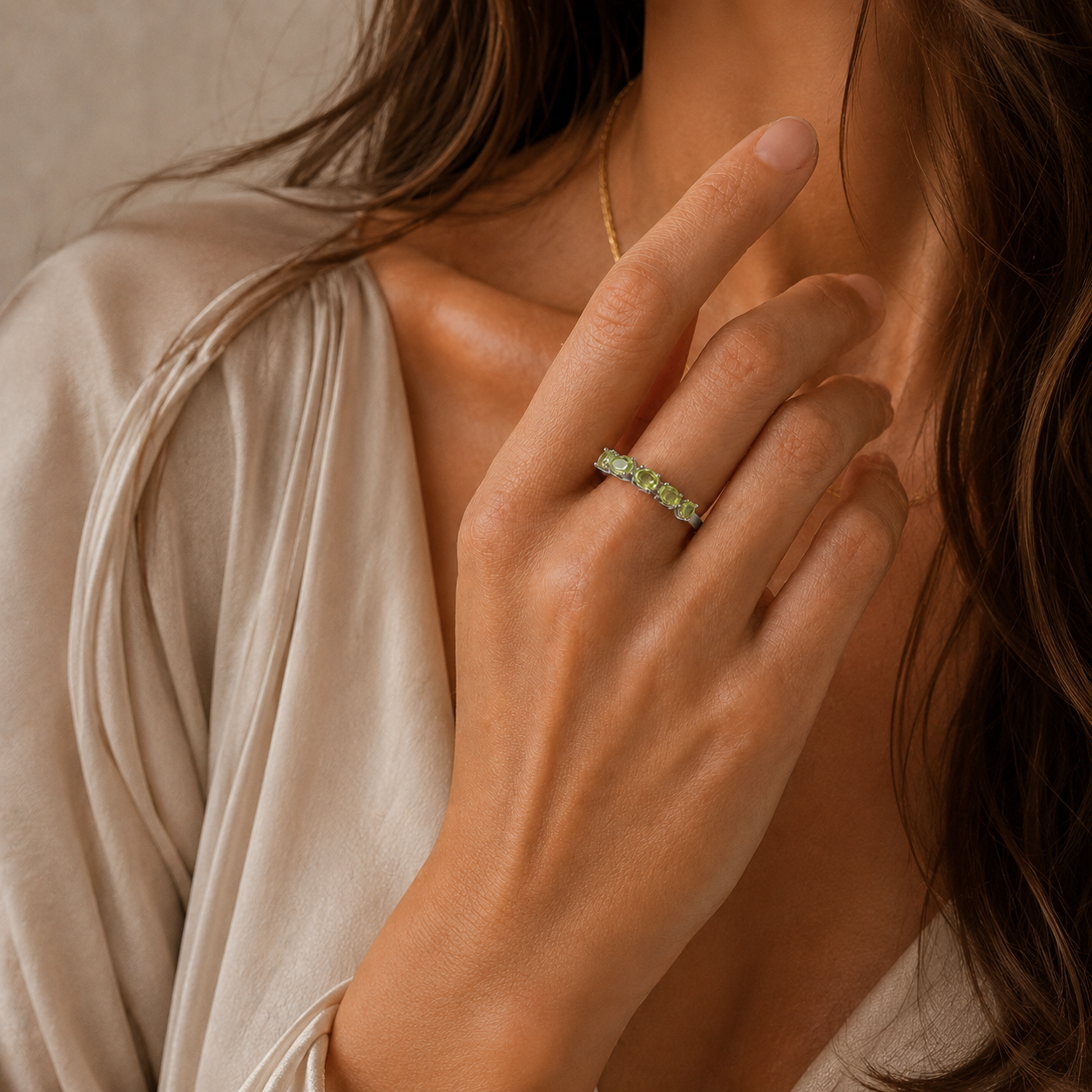 HEART OF LAND Natural Gemstone Five-Stone Birthstone Band Ring in S925 Sterling Silver – Fivefold Light