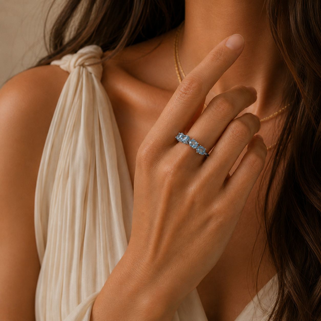 HEART OF LAND Natural Gemstone Five-Stone Birthstone Band Ring in S925 Sterling Silver – Fivefold Light