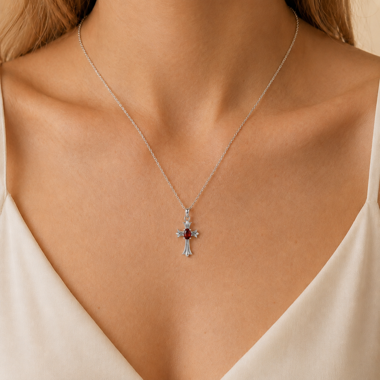 HEART OF LAND Natural Gemstone Guardian Angel Necklace in S925 Sterling Silver – Guiding Grace