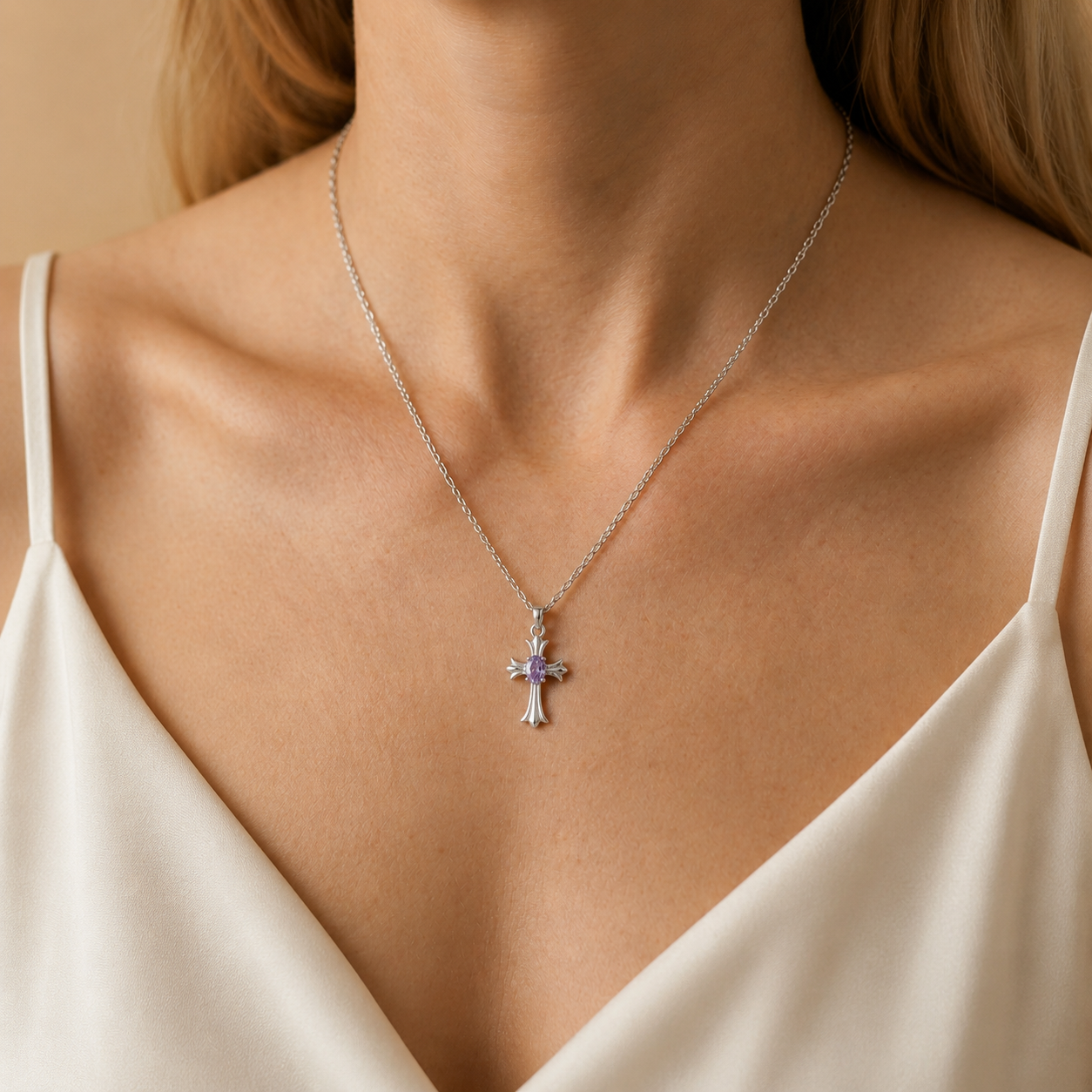 HEART OF LAND Natural Gemstone Guardian Angel Necklace in S925 Sterling Silver – Guiding Grace
