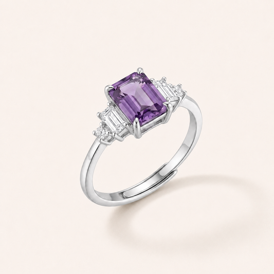 Clear Vision Amethyst & Aquamarine Silver Ring