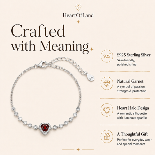 Heart Light Garnet & Blue Topaz Bracelet