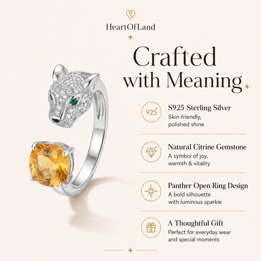 Guardian Panther Amethyst & Citrine Silver Ring