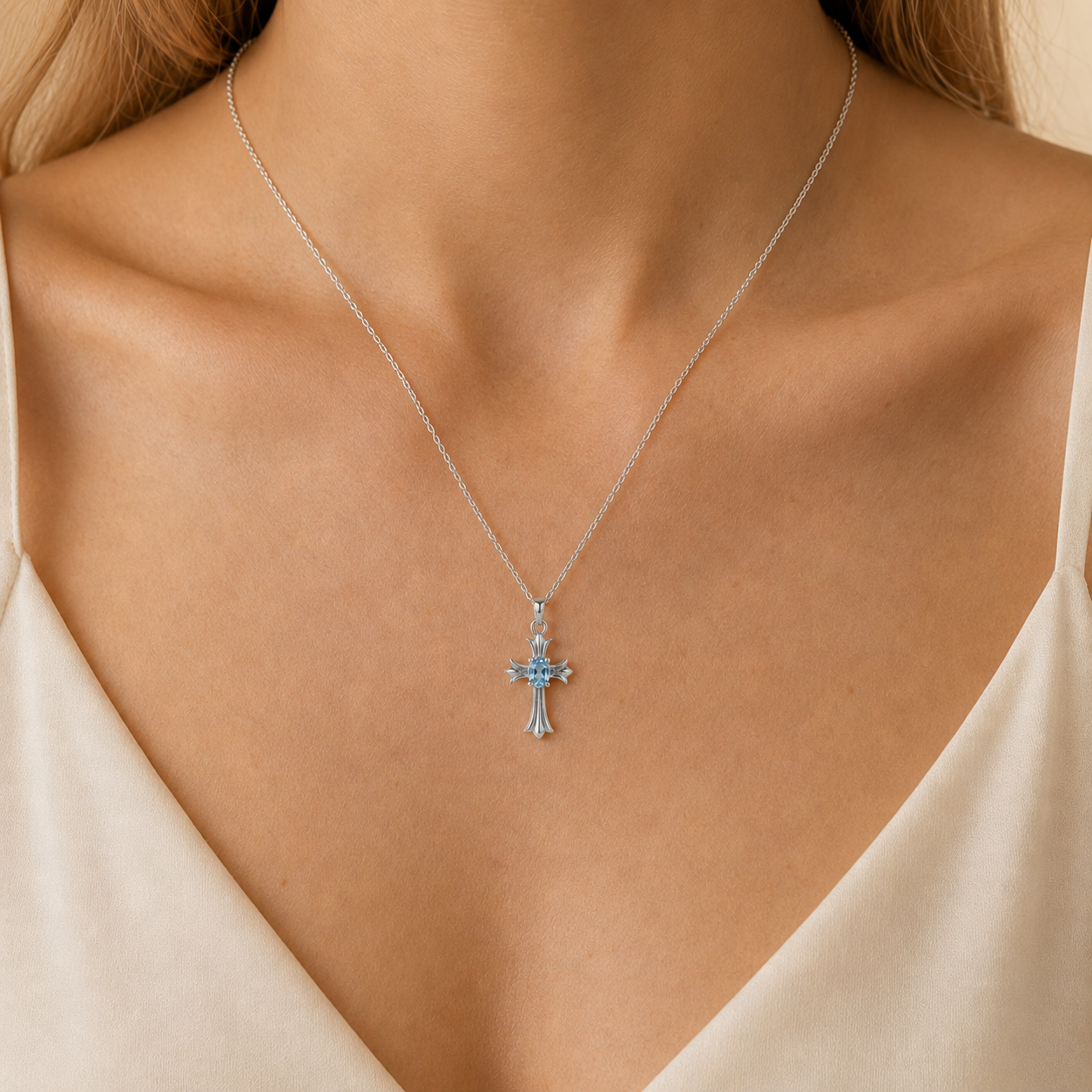 HEART OF LAND Natural Gemstone Guardian Angel Necklace in S925 Sterling Silver – Guiding Grace